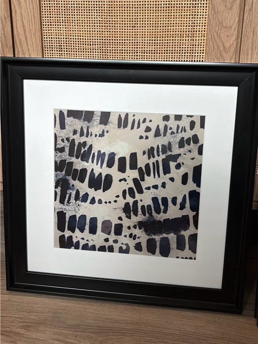 Set of 2 - Abstract Black Navy Blue White Framed Art Print - Modern Home Decor - Picture 3 of 3